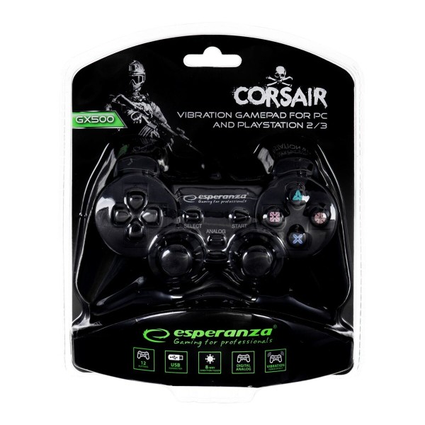 Commande Gaming Sans Fil Esperanza Corsair GX500 Noir PC PlayStation 3 PlayStation 2
